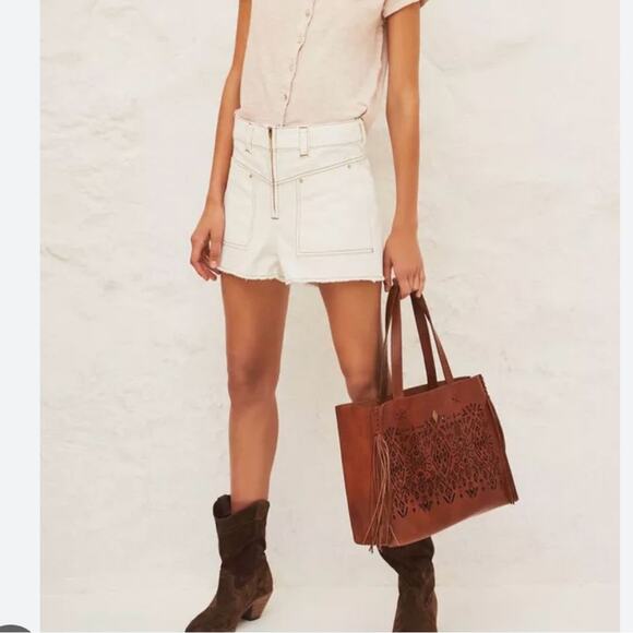 Ba&sh David Denim Shorts in Ecru size 2 - Picture 3 of 15